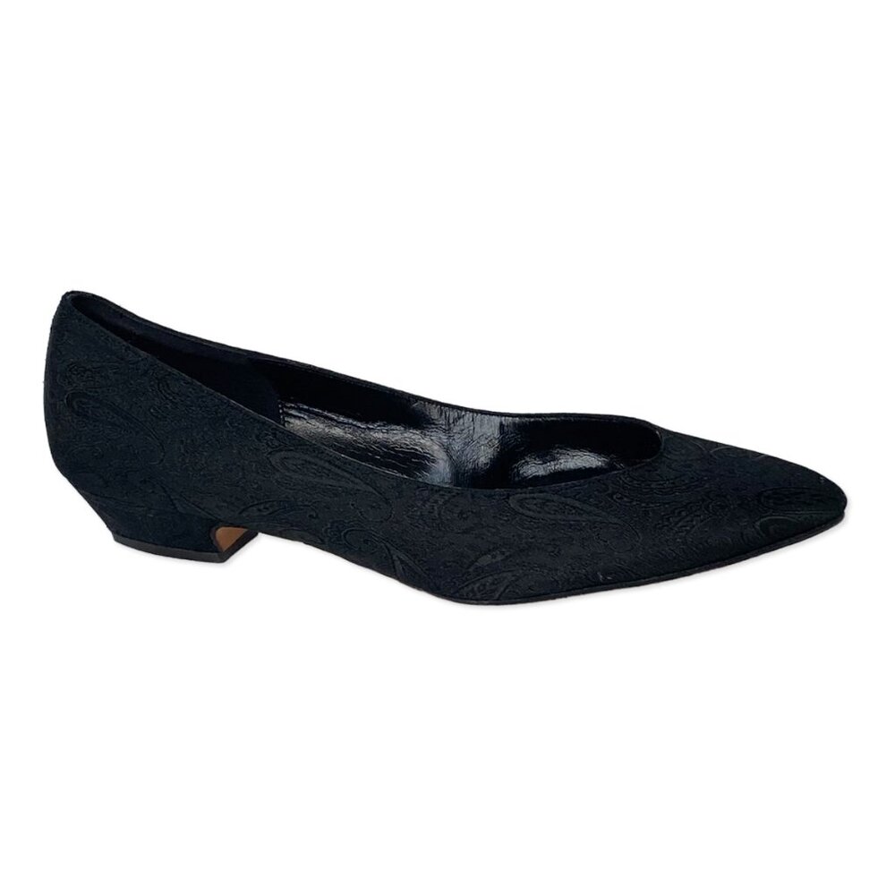 Newton Elkin Textured Black Paisley Pumps - Women's Shoes Size US 8 AA Heels